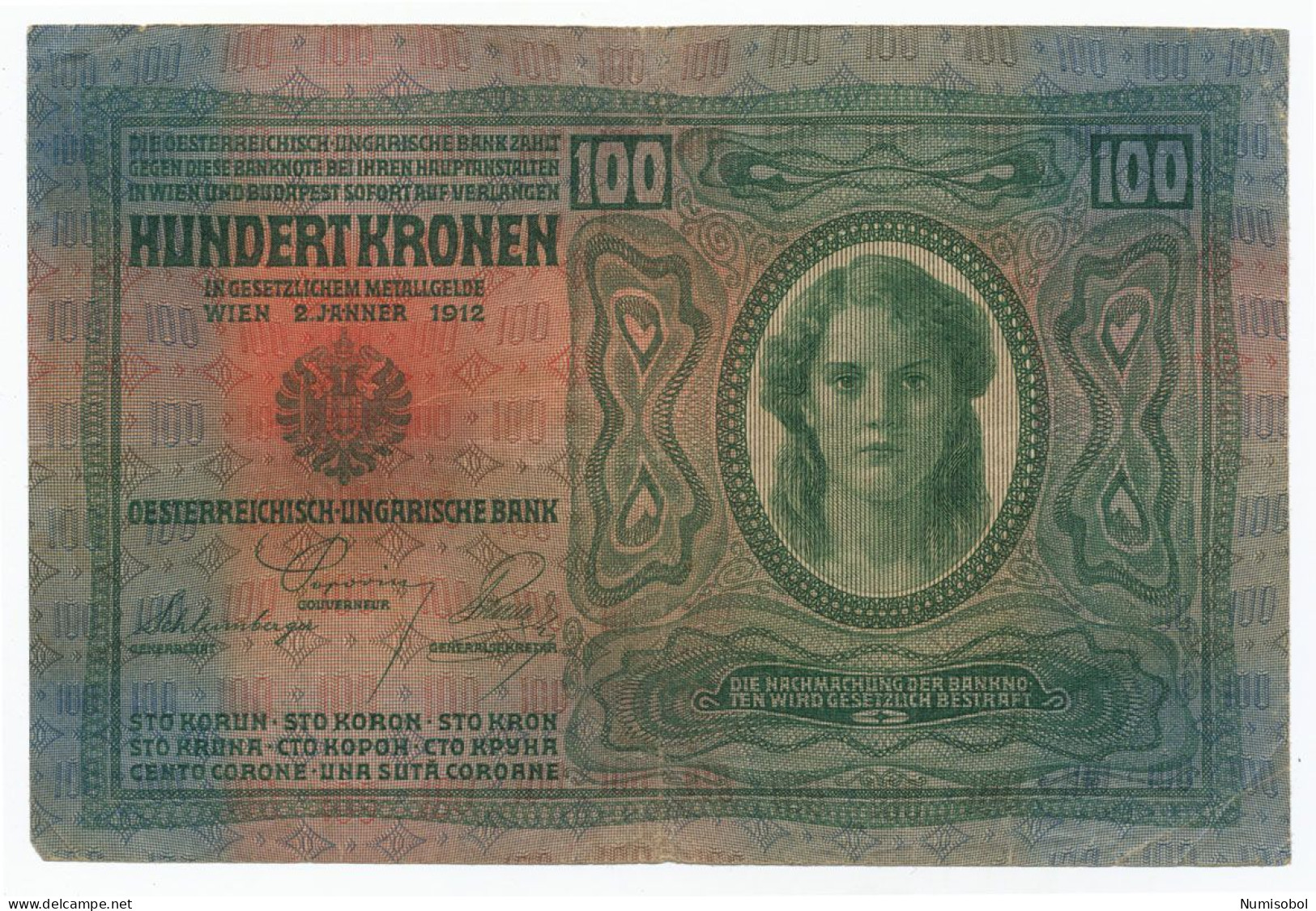 AUSTRIA, ÖSTERREICH - 100 Kronen 2. 1. 1912. P12 (A006) - Austria