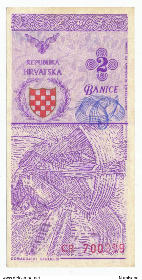 CROATIA, HRVATSKA - 2 Banice Proposal Propaganda Banknote 1991. UNC. (C021) - Kroatië