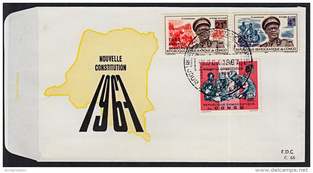 Cb0008 CONGO (Kinshasa) 1967, SG 639-41 New Constitution, FDC - FDC
