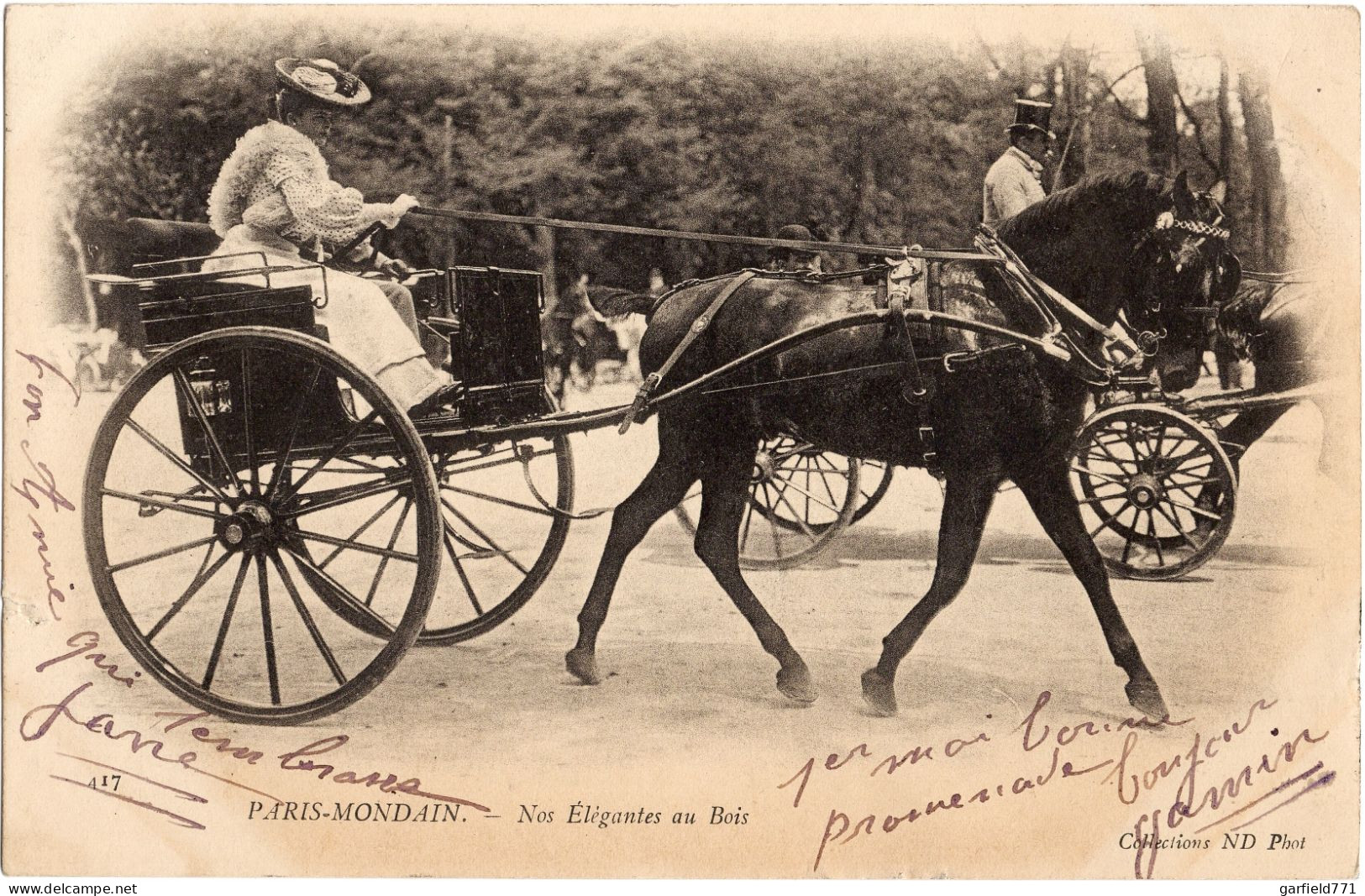 FRANCE - PARIS Mondain - Nos élégantes Au Bois - Attelage - - Parks, Gärten