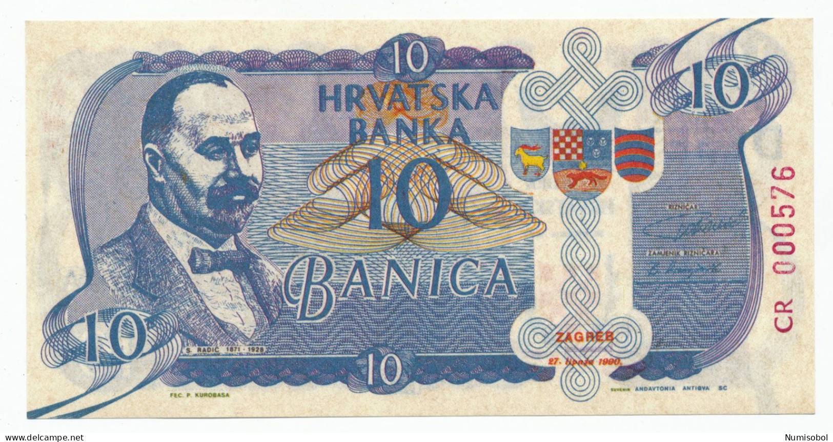 CROATIA, HRVATSKA - 10 Banica Proposal Propaganda Banknote 1991, UNC. (C022) - Croatie