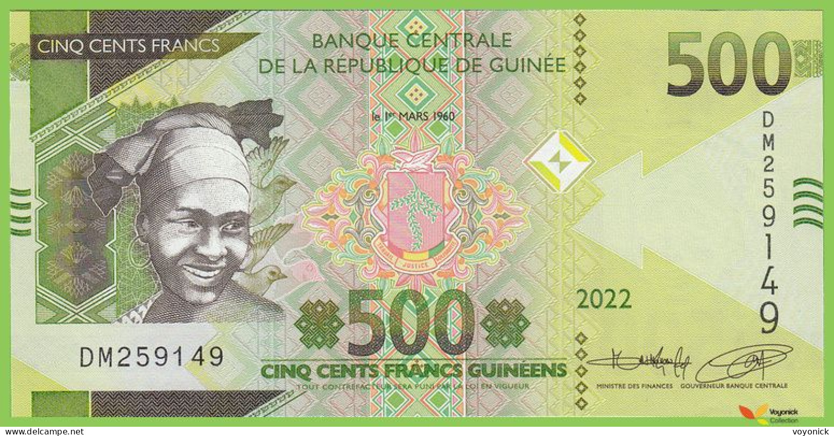 Voyo GUINEA 500 Francs 2022 P52b B341.5b DM UNC - Guinée