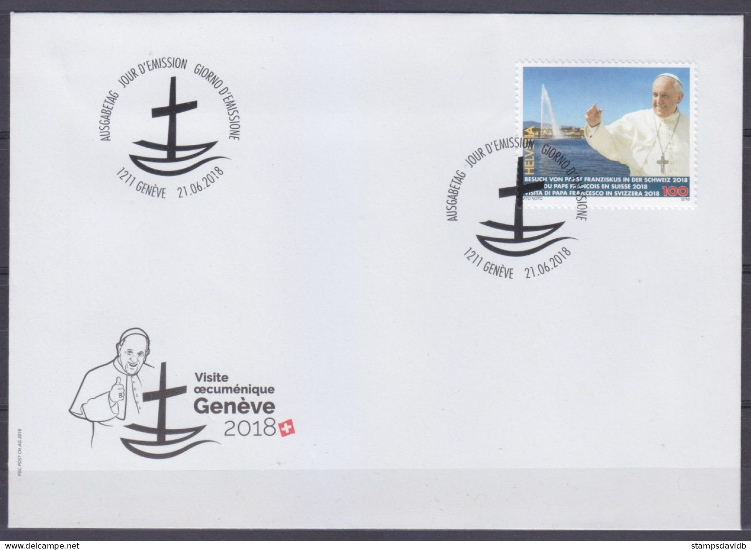 2018 Switzerland 2552 FDC Pope Francis Visit To Switzerland 4,80 € - Papas