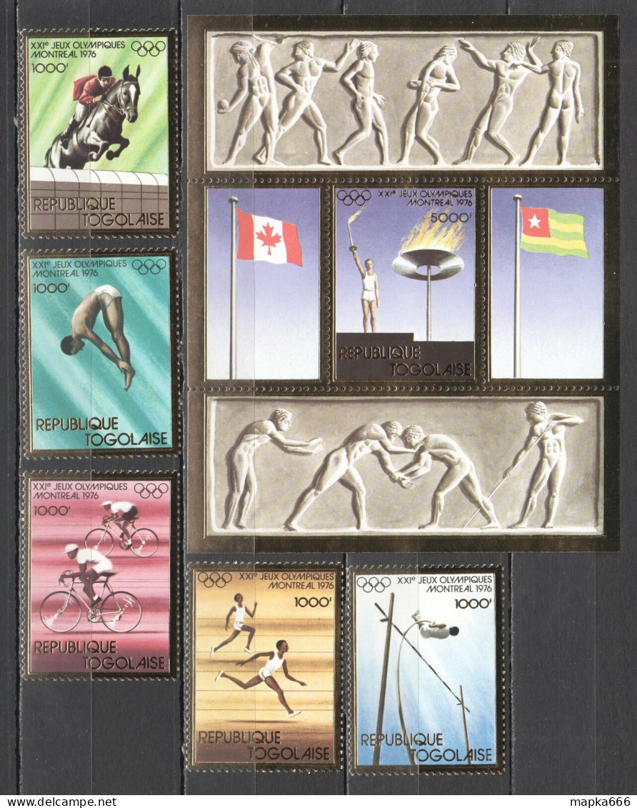 O0078 Gold Togo Olympic Games Montreal 1976 #1138-42+Bl100A Michel 220 Euro Mnh - Altri & Non Classificati