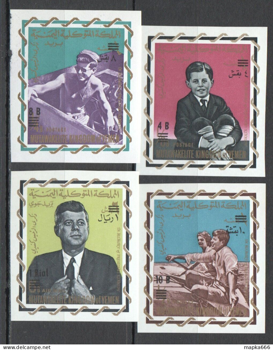 O0124 Imperf 1966 Yemen John Kennedy ! Overprint #207-10B Set Mnh - Autres & Non Classés