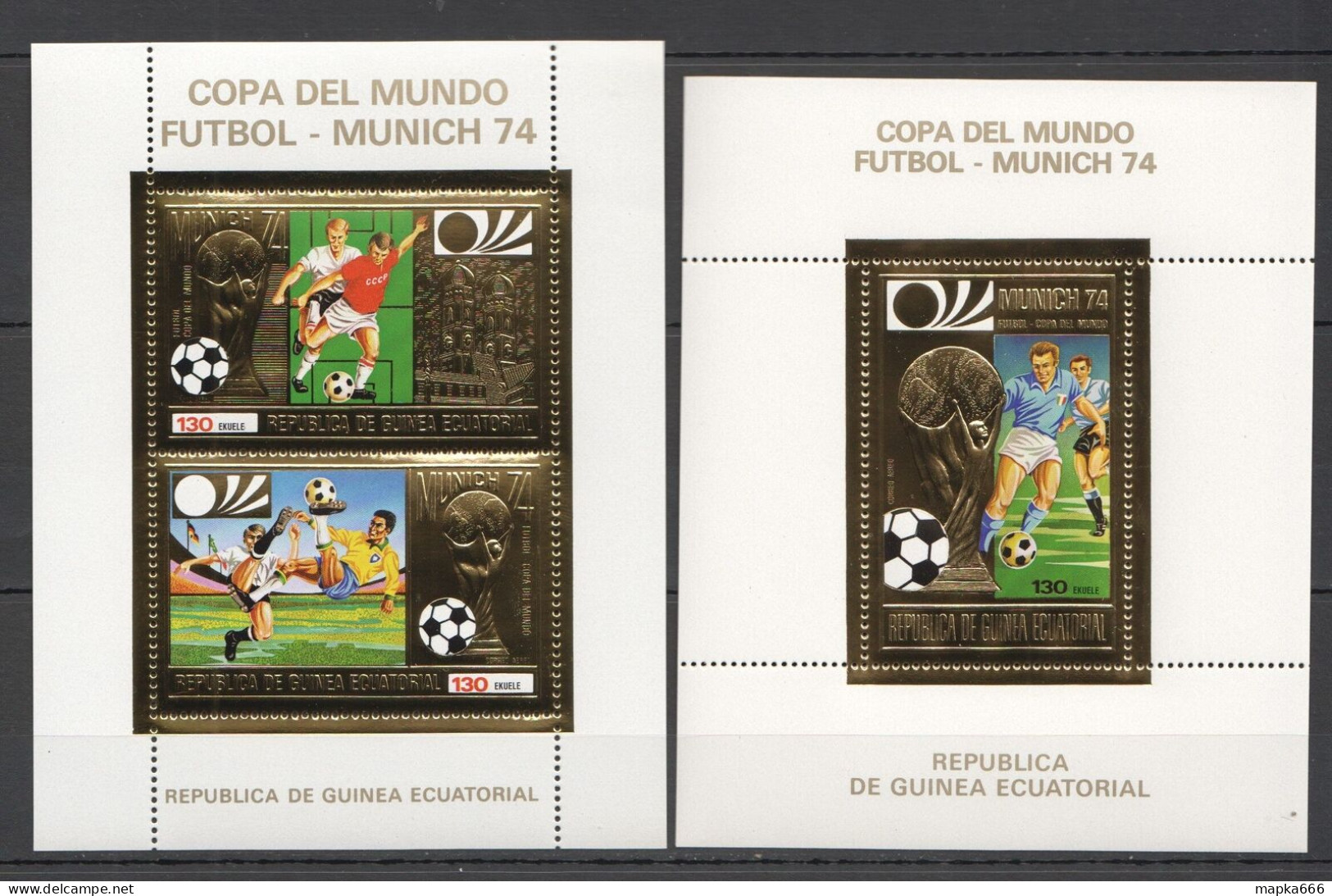 B0872 Guinea Ecuatorial ! Gold Munich 74 World Cup Football Kb+Bl Mnh - Andere & Zonder Classificatie