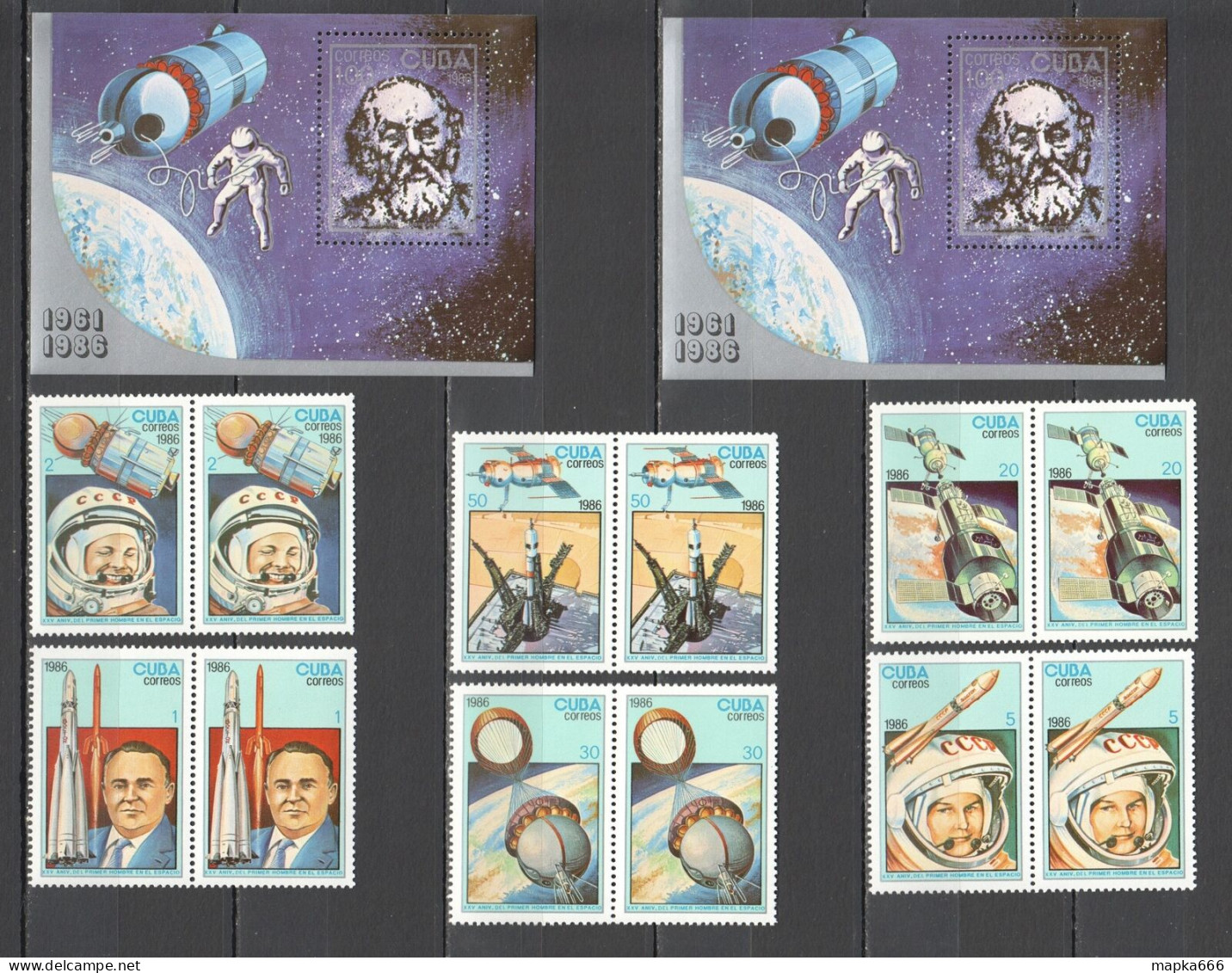 O0083 1986 Space Premier Events First Flight Gagarin Satellites 2Set+2Bl Mnh - Autres & Non Classés