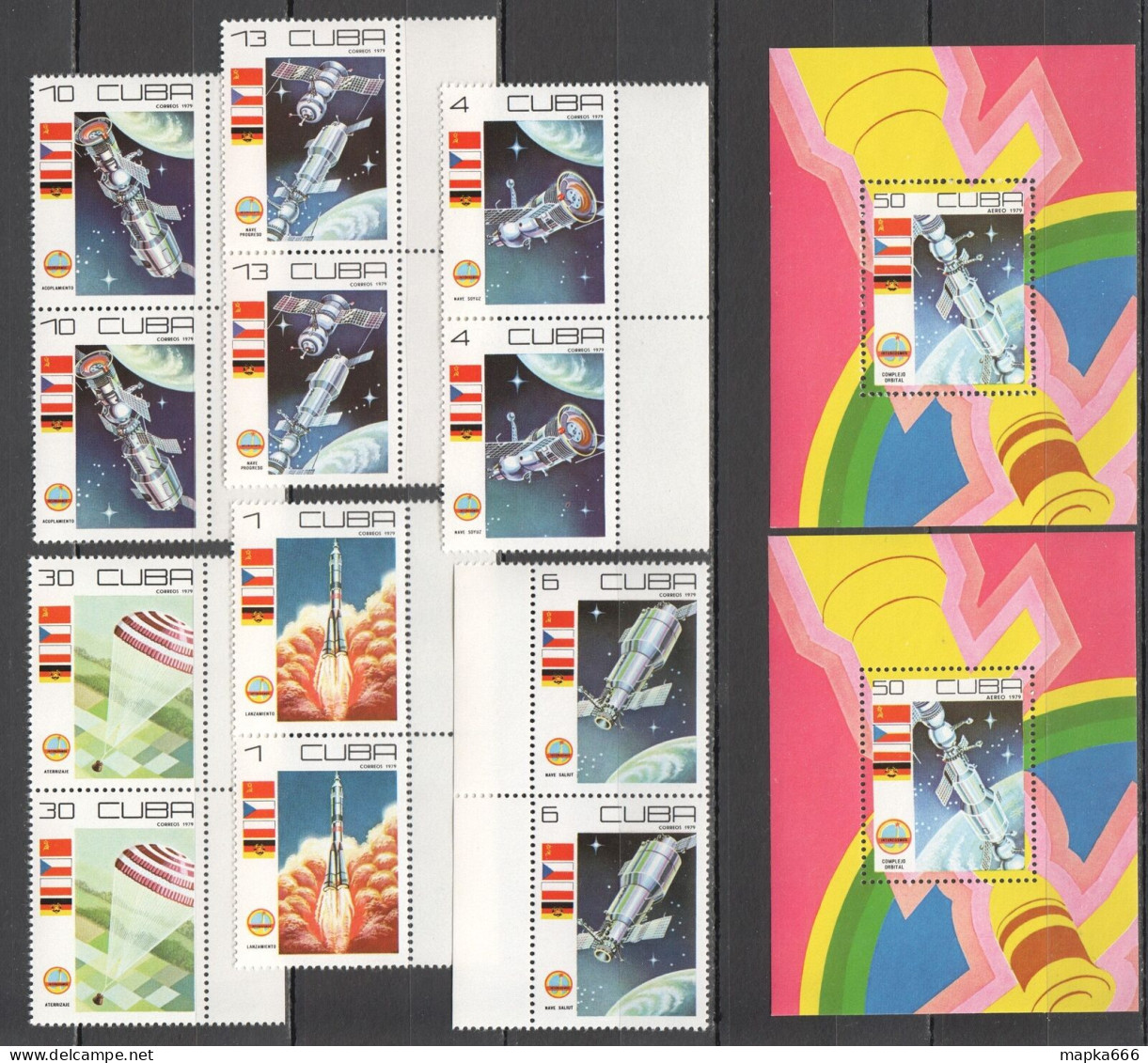 O0081 1979 Space Intercosmos 2Bl+2Set Mnh - Sonstige & Ohne Zuordnung