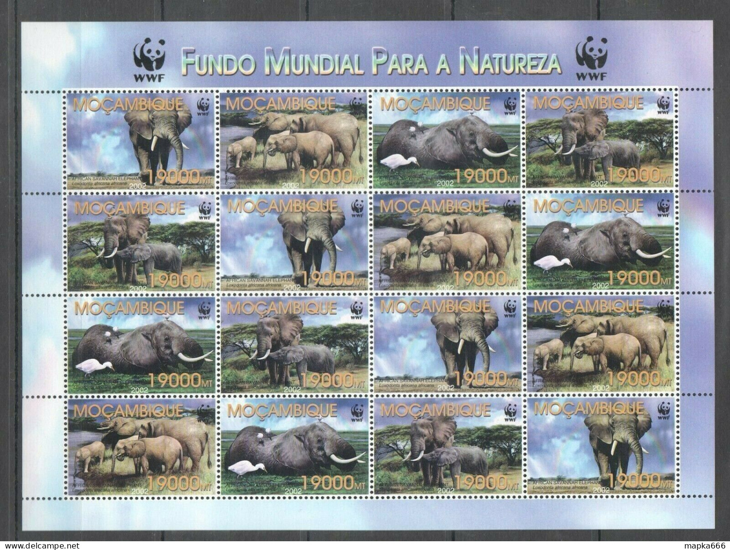 B1585 2002 Mozambique Fauna Wwf Elephants 1Sh Mnh Stamps - Sonstige & Ohne Zuordnung