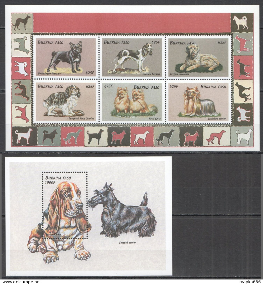 B1558 1999 Burkina Faso Dogs Fauna #1687-92+Bl196 Michel 19,5 Euro Mnh - Honden