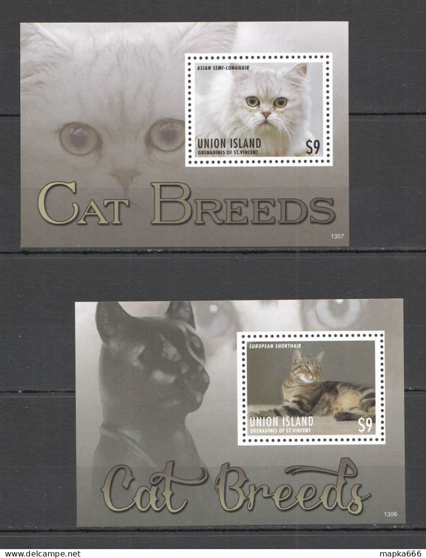 B1496 2013 Union Island Fauna Pets Cats Cat Breeds 2Bl Mnh - Katten