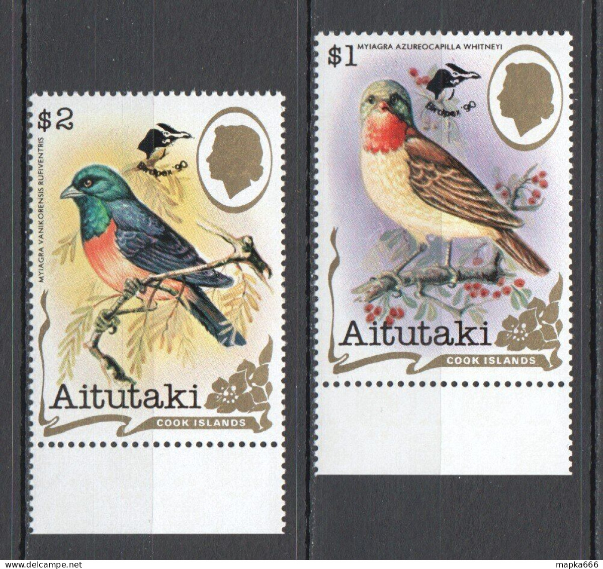 Ft195 1990 Aitutaki Birds Fauna ! Overprint Birdpex #675-76 Set Mnh - Sonstige & Ohne Zuordnung