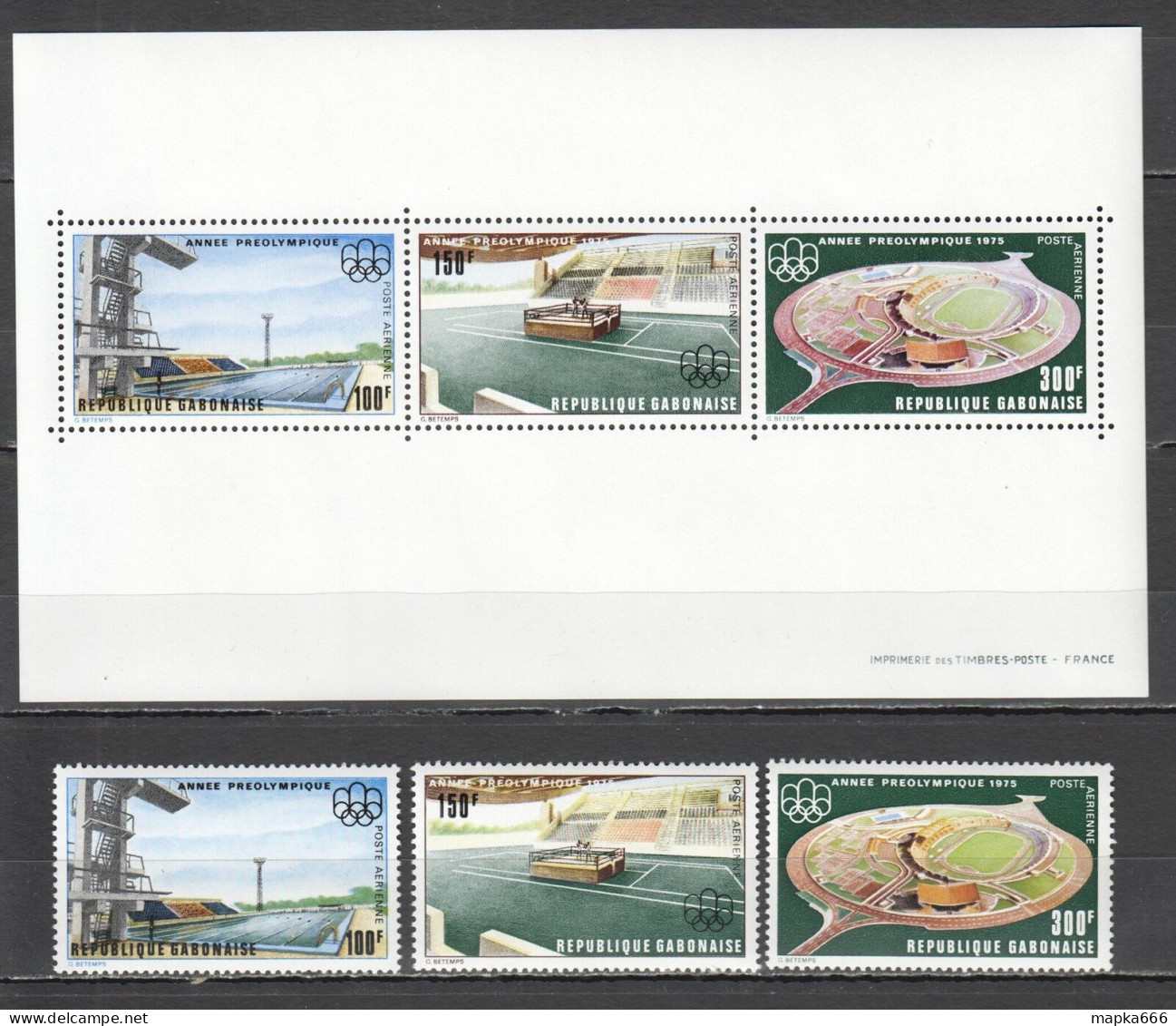 O0077 Gabon Olympic Games Montreal 1976 #569-71+Bl28 Michel 15.5 Euro Mnh - Otros & Sin Clasificación