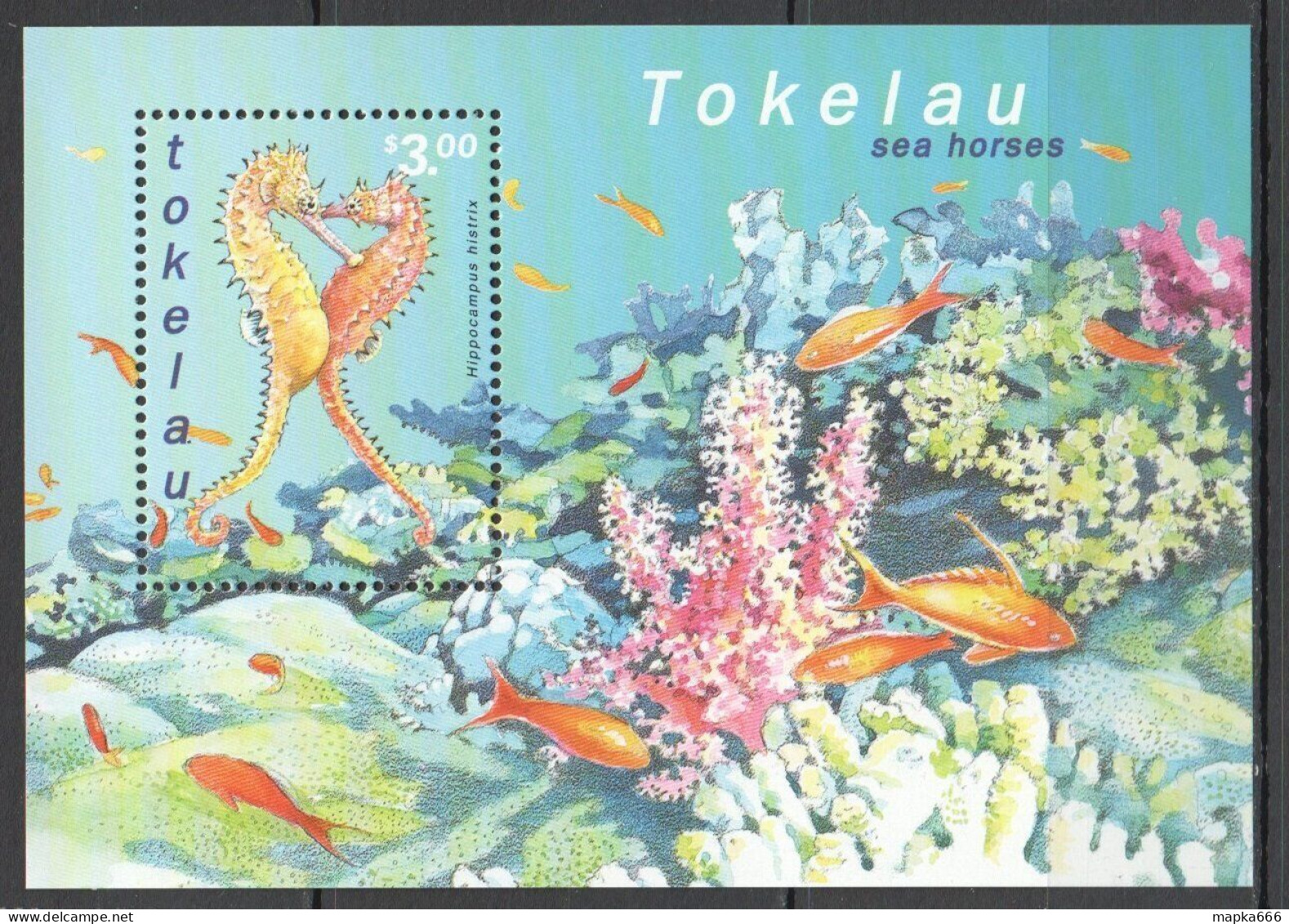 Ft183 2001 Tokelau Sea Horses Fauna Fish & Marine Life Bl23 Mnh - Mundo Aquatico