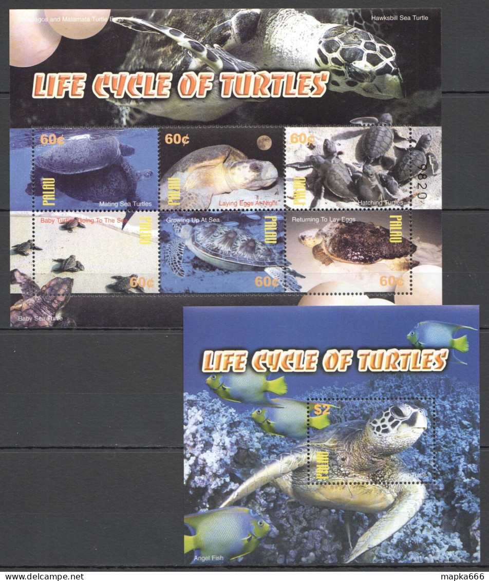 Ft179 2004 Palau Life Cycle Of Turtles Marine Life Reptiles #2297-02+Bl173 Mnh - Altri & Non Classificati