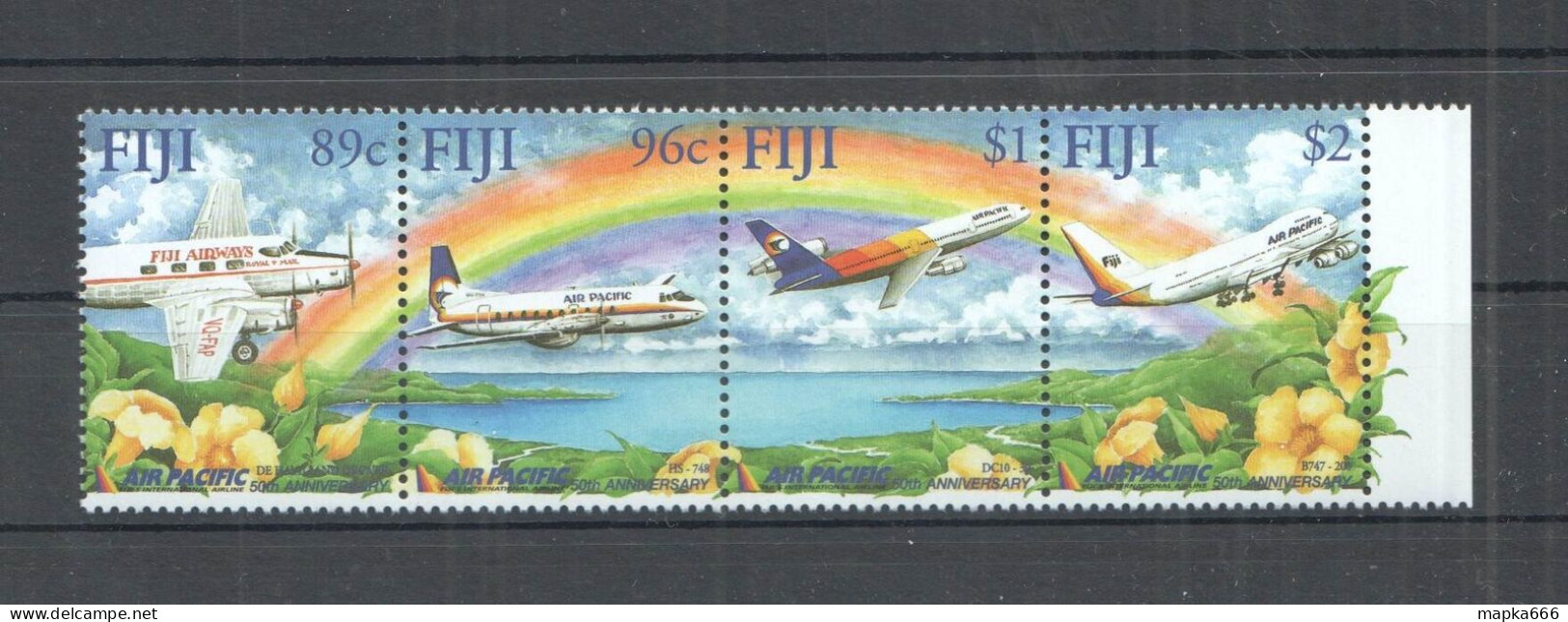 Ft169 2001 Fiji 50Th Anniversary Air Pacific Aviation Transport #922-95 1Set Mnh - Flugzeuge