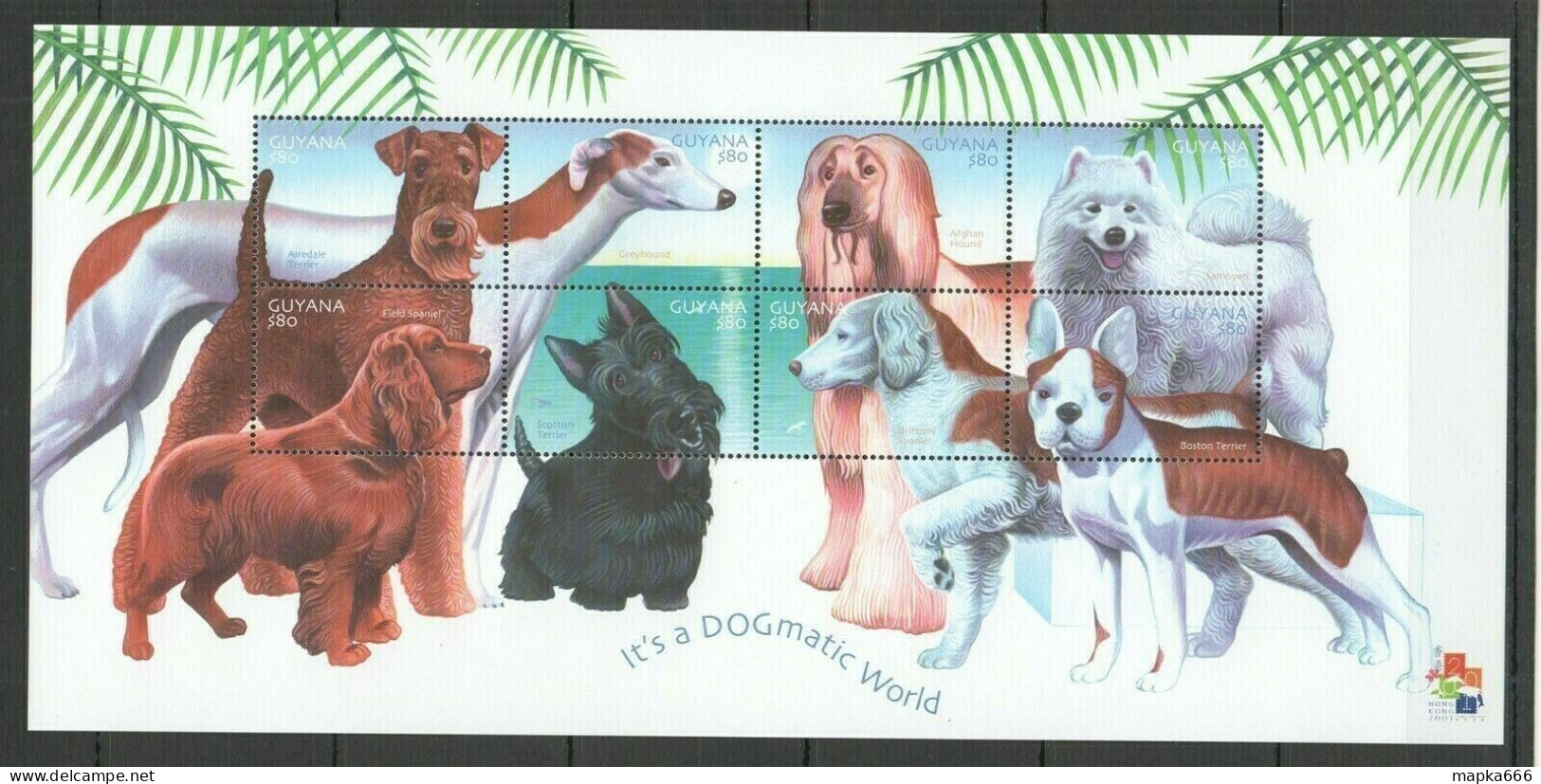B1598 2001 Guyana Fauna Pets Dogs It'S Dogmatic World 1Sh Mnh - Honden
