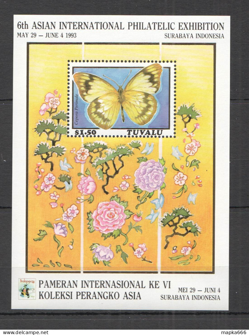 O0036 1993 Tuvalu Flora Fauna Butterflies Asian Expo Indonesia ! Gold Bl44 Mnh - Vlinders