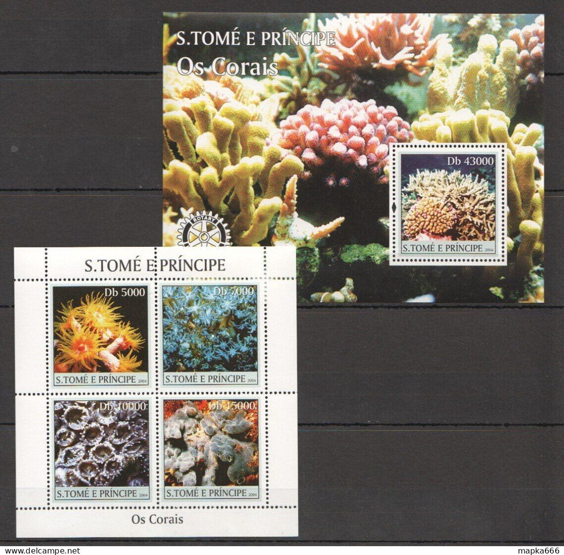 O0141 2004 S.Tome & Principe Corals Reefs Marine Life Fauna Kb+Bl Mnh - Meereswelt