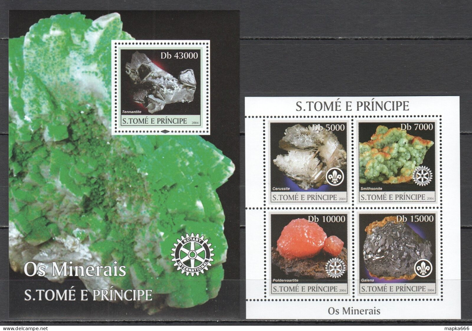 O0142 2004 S.Tome & Principe Minerals Geology Crystals Kb+Bl Mnh - Minéraux