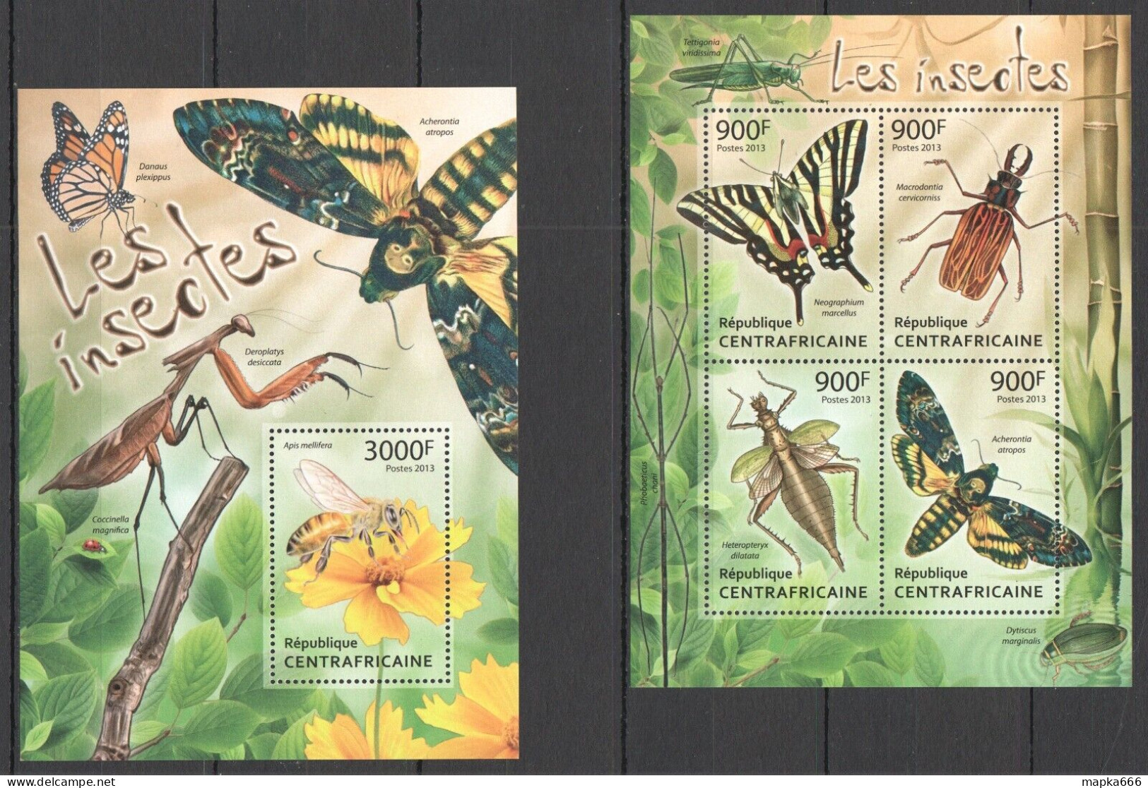 Ca631 2013 Central Africa Insects & Butterflies Flora & Fauna Kb+Bl Mnh - Mariposas