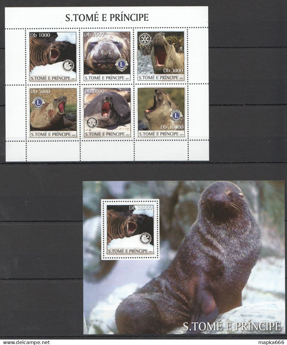 O0131 2003 S. Tome & Principe Fauna Marine Mammals Seals Kb+Bl Mnh - Vie Marine