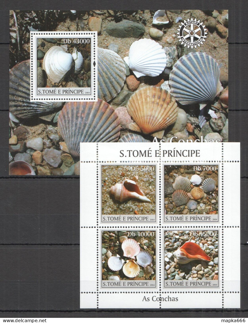 O0137 2004 Sao Tome & Principe Fish & Marine Life Seashells 1Kb+1Bl Mnh - Vie Marine