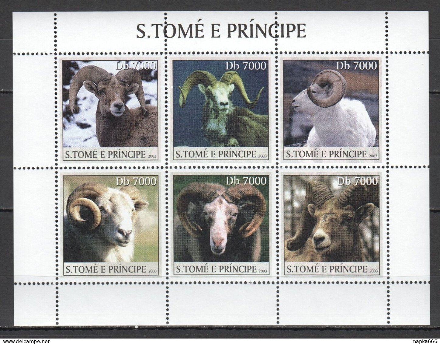 O0148 2003 S. Tome & Principe Fauna Wild Animals Ram Kb Mnh - Other & Unclassified