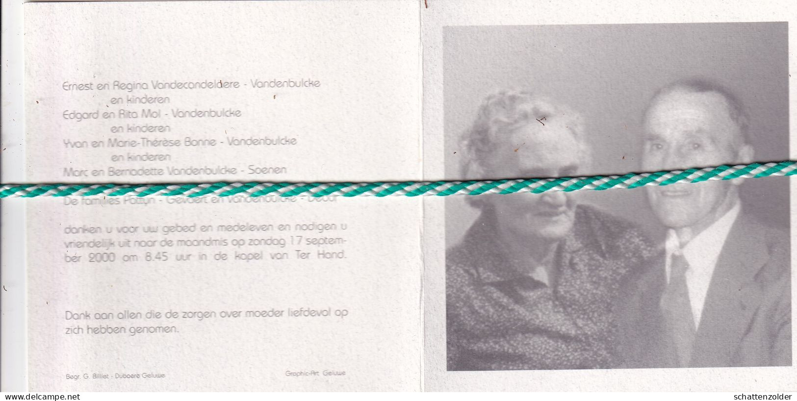 Margareta Pattyn (1913) En André Vandenbulcke (1914), 2000. Foto - Obituary Notices