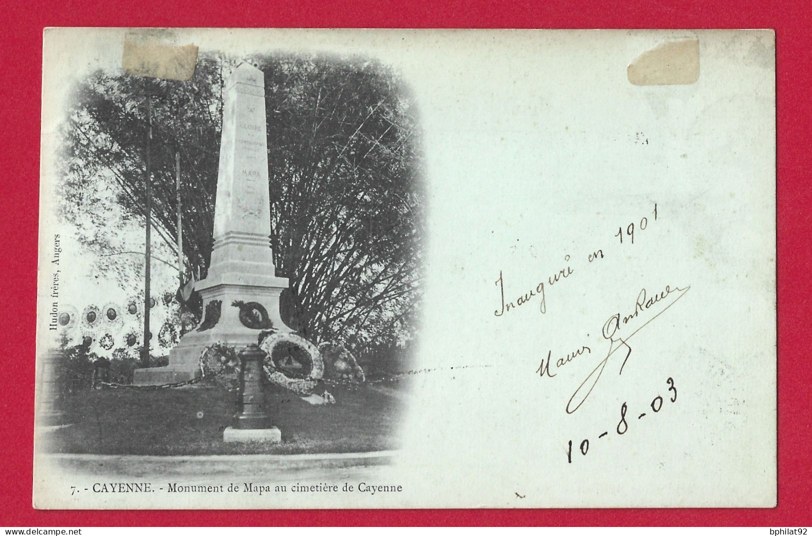 !!! GUYANE, CPA DE CAYENNE, CACHET DE SAINT LAURENT DU MARONI POUR PARIS DE 1903 AVEC AFFRANCHISSEMENT TYPE GROUPE - Storia Postale