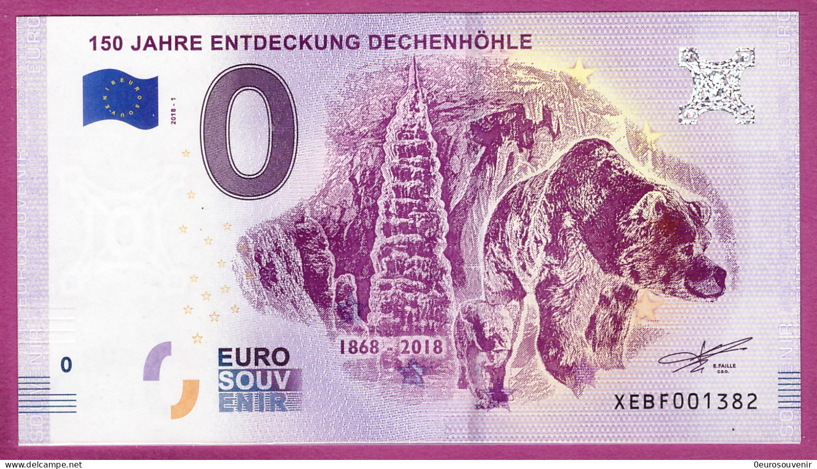 0-Euro XEBF 2018-1 150 JAHRE ENTDECKUNG DECHENHÖHLE - Private Proofs / Unofficial