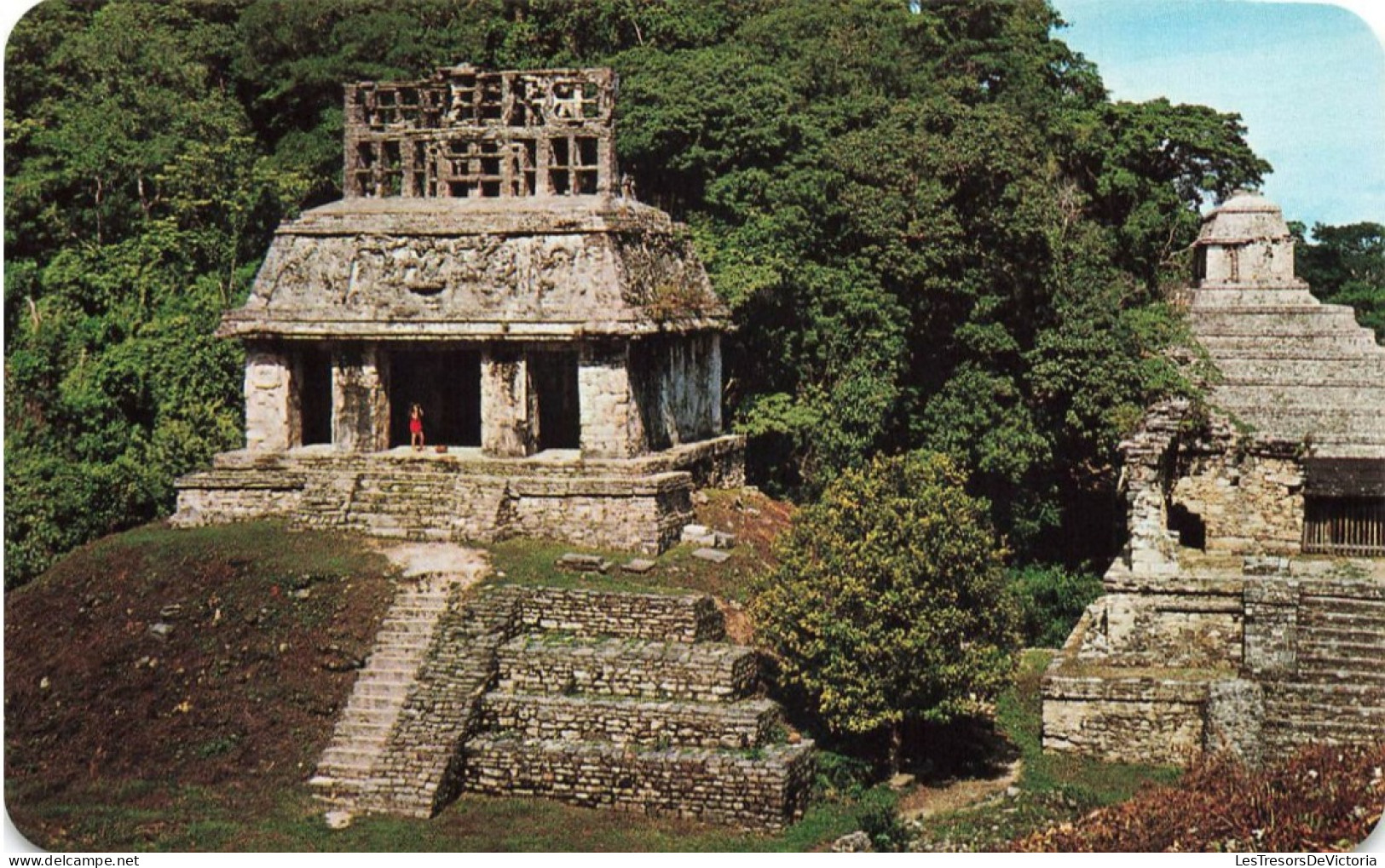 MEXIQUE - Temple Of The Sun - At The Palenque Ruins - Palenque Chis México - Animé - Carte Postale - Mexico
