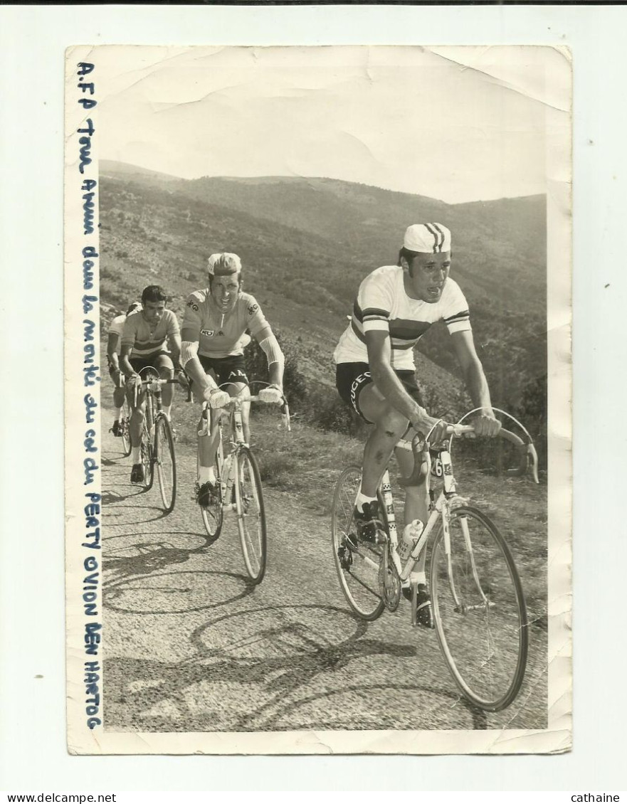 SPORTS . CYCLISTES . PHOTO . A F P. TOUR DE L AVENIR DANS LA MONTEE DU COL DU PERTY . OVION ET DEN HARTOG - Sporten