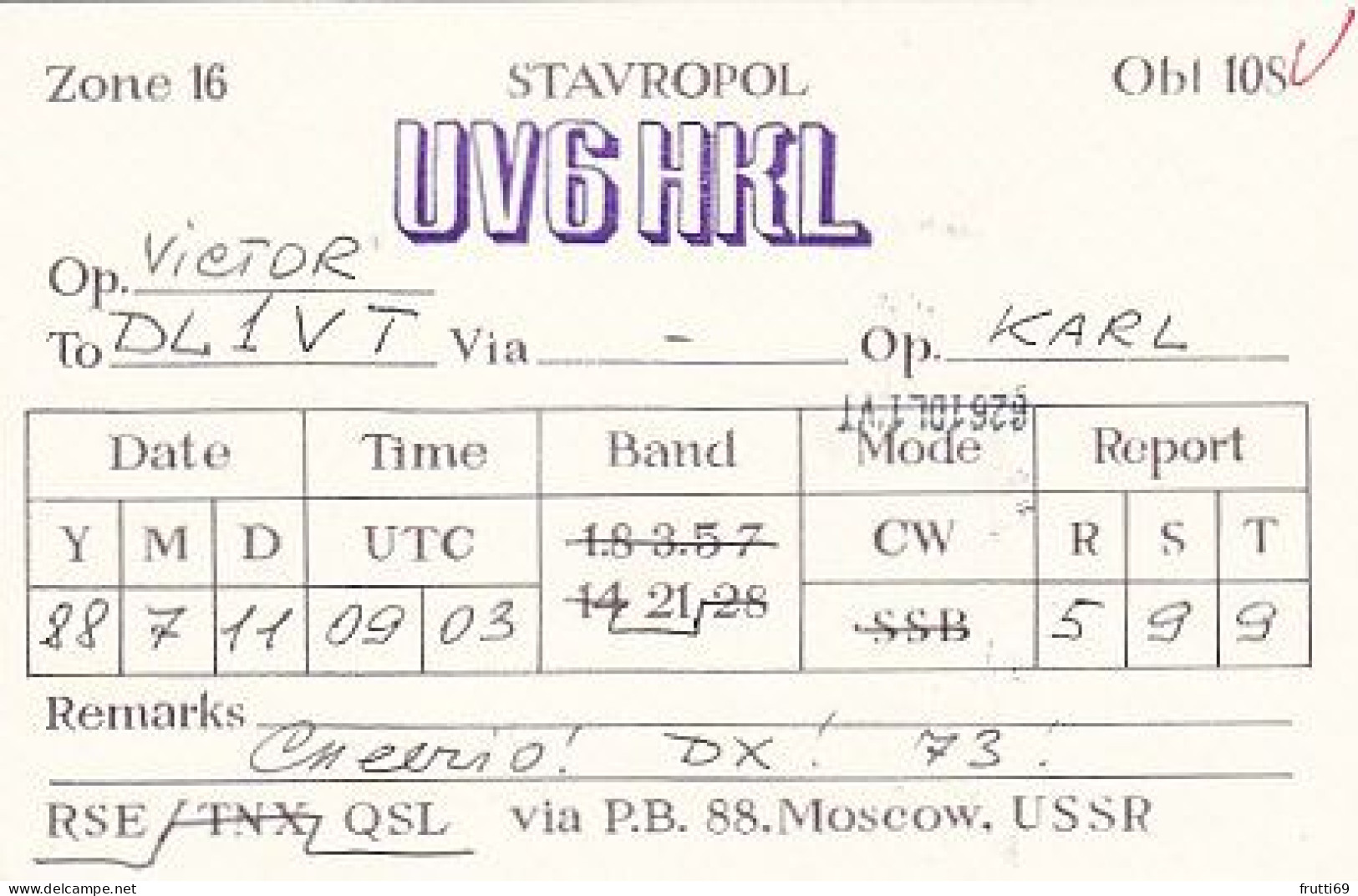 AK 210707  USSR - Stavropol - Radio Amateur