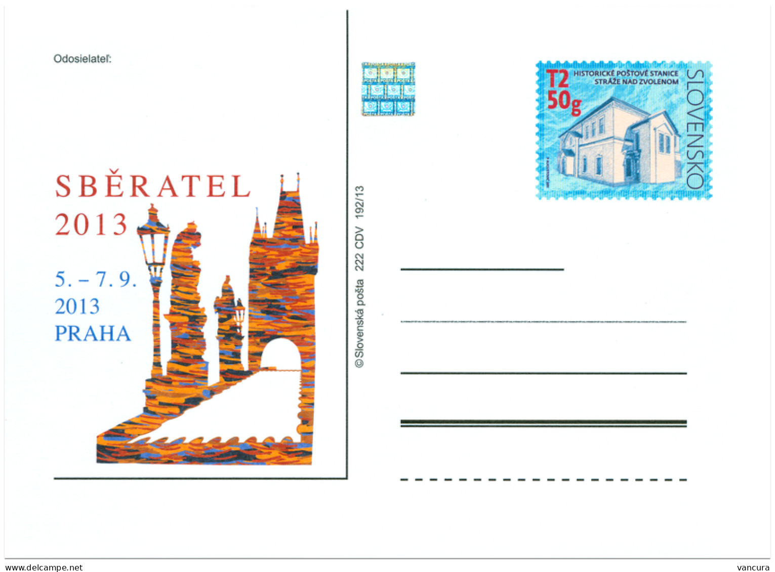 CDV 222 Slovakia Sberatel Exhibition 2013 Charles Bridge - Briefmarkenausstellungen