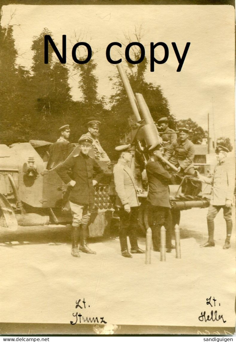 PHOTO ALLEMANDE - AUTO CANON CONTRE AVION A FALVY PRES DE MARTIGNY - HAM SOMME - GUERRE 1914 - 1918 - War, Military