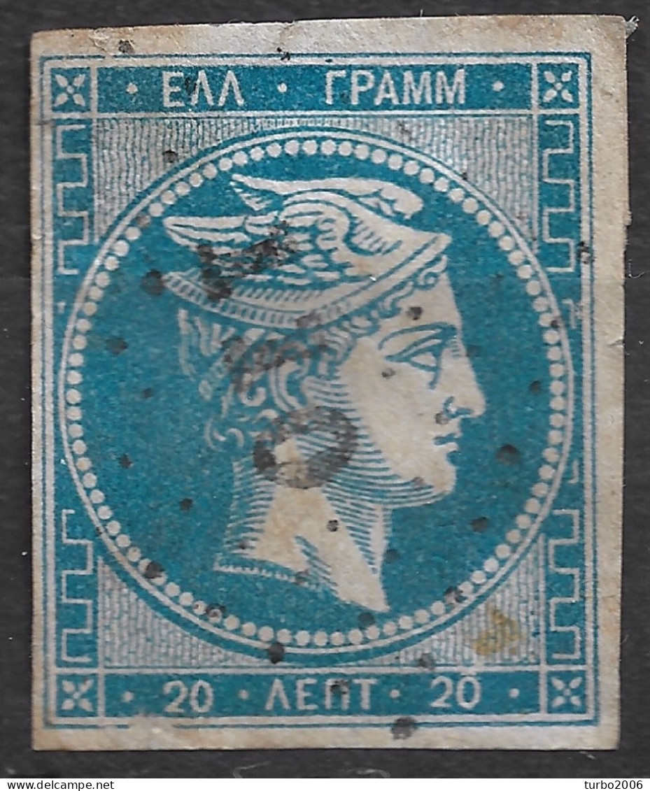 GREECE 1862-67 Large Hermes Head Consecutive Athens Prints 20 L Blue To Greenish Blue Vl. 32 / H 19 B - Used Stamps