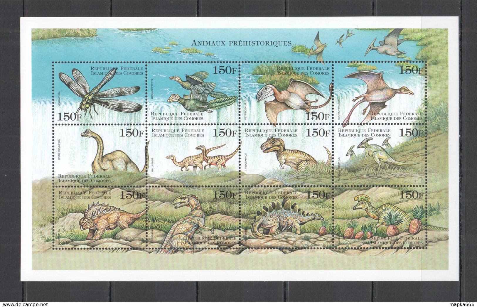 Nw0617 Comoros Fauna Reptiles Prehistoric Animals Dinosaurs 1Sh Mnh - Preistorici