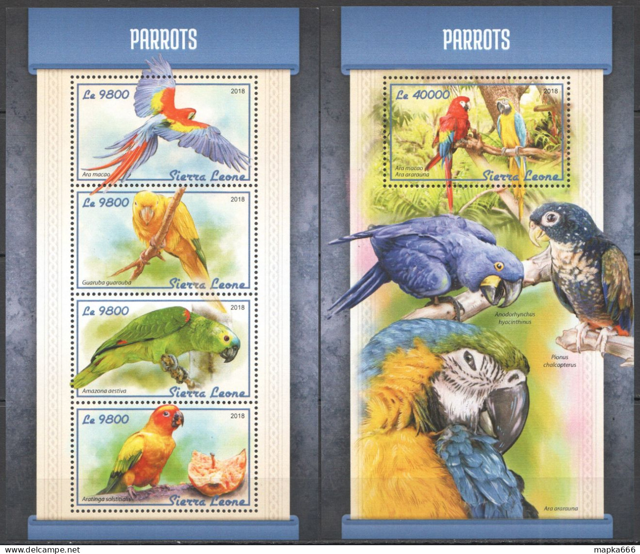 Hm1437 2018 Sierra Leone Parrots Birds Fauna #9340-3+Bl1397 Mnh - Sonstige & Ohne Zuordnung