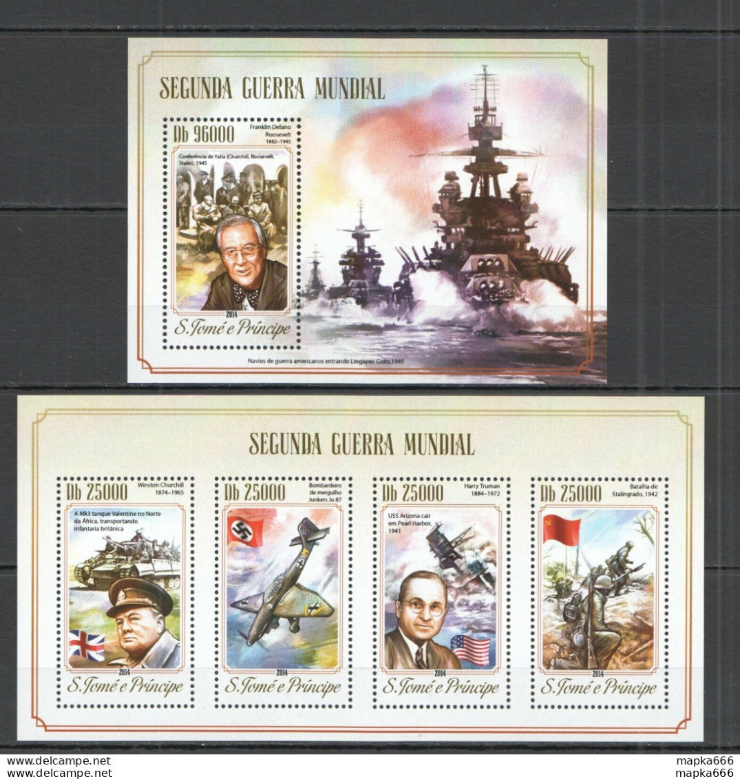 St1698 2014 S. Tome & Principe World War Ii Wwii Kb+Bl Mnh Stamps - Militaria
