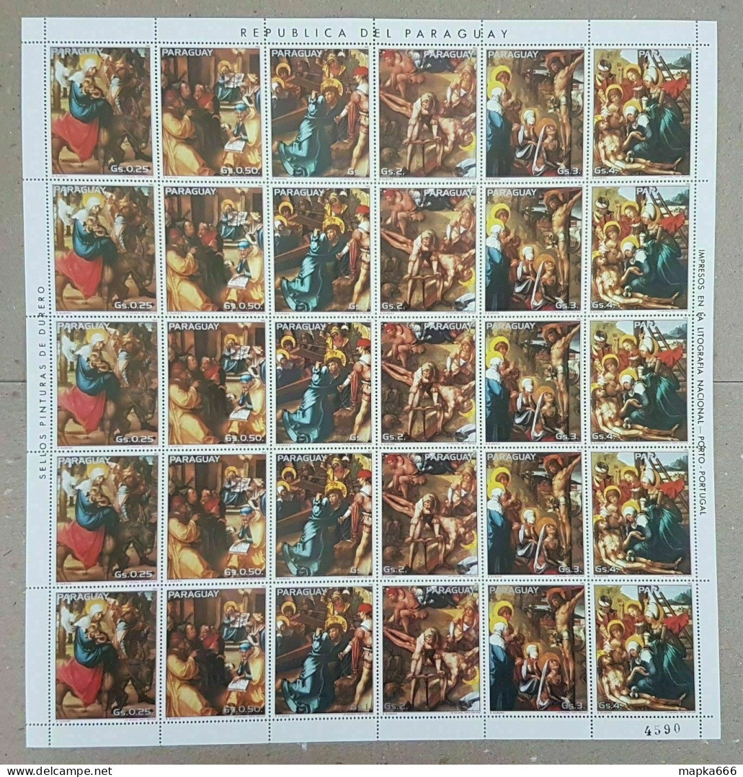 Ec174 1982 Paraguay Art Paintings Durer !! Michel 33 Euro Big Sh Folded In 2 Mnh - Other & Unclassified