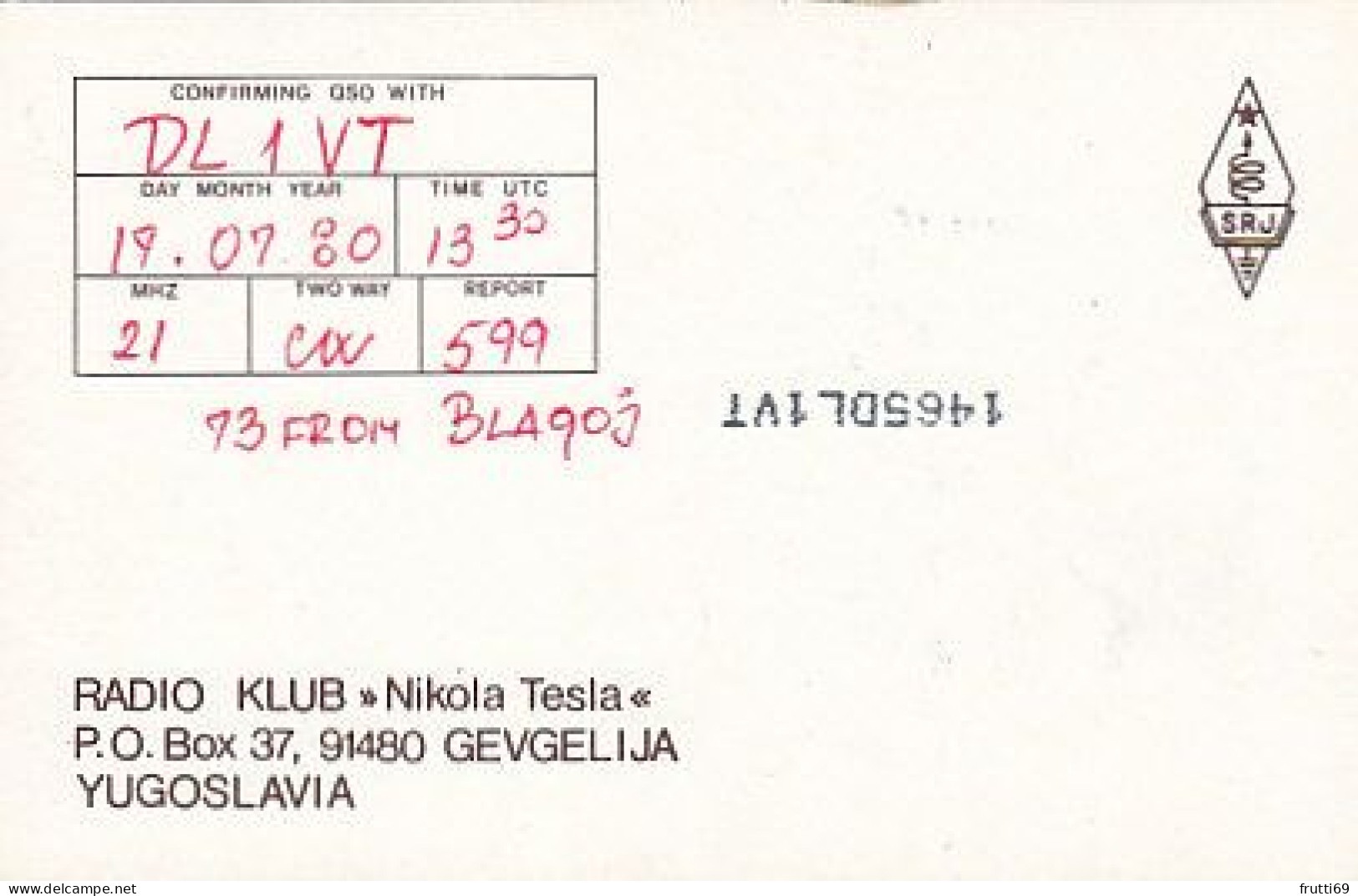 AK 210710  QSL - Yugoslavia - Gevgelija - Radio Amateur