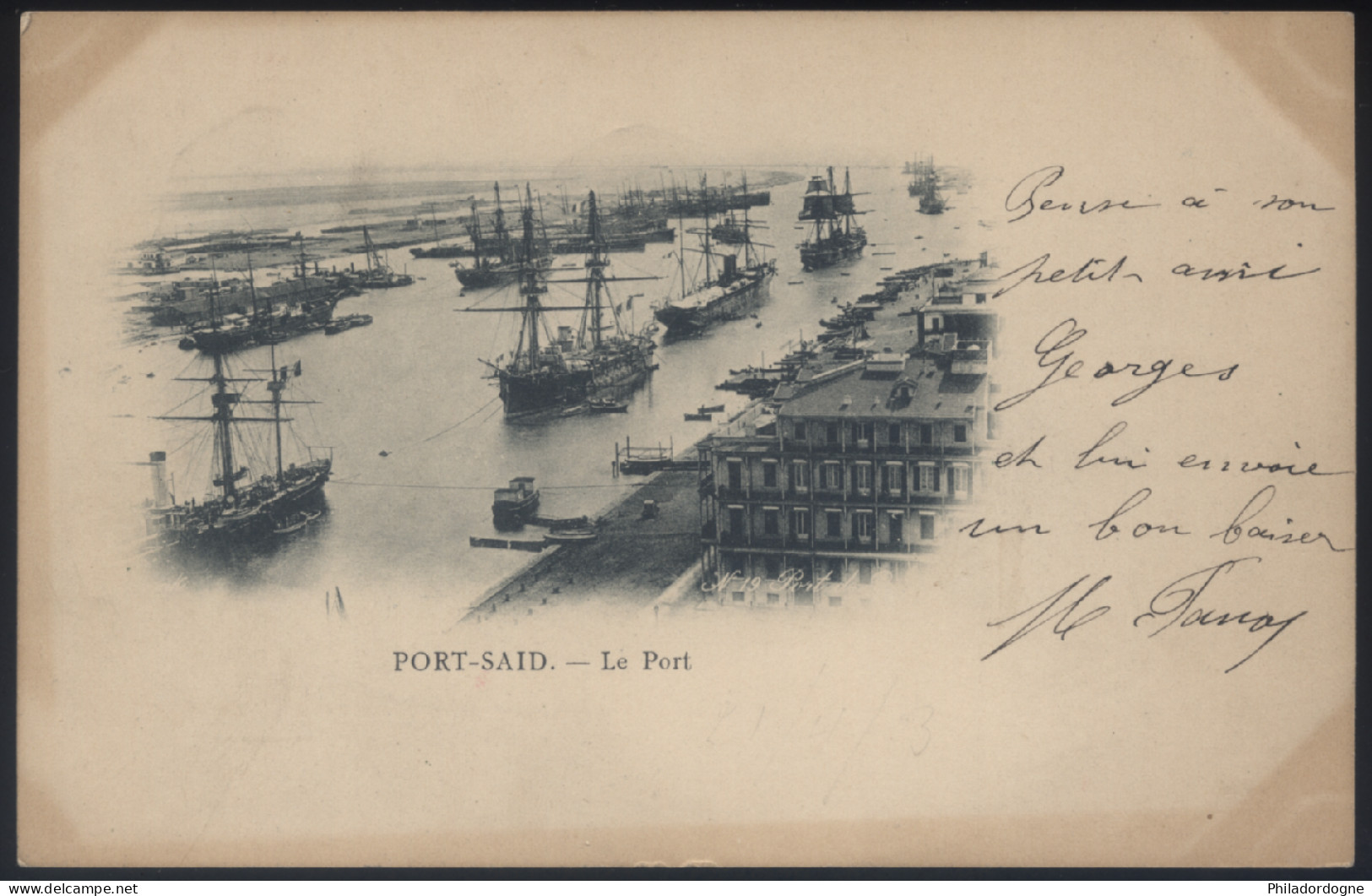 Egypte - Sur Jolie CPA Port Said Le Port Cachets Marseille à La Réunion LU N°3 1 - Paq FR N°6 Ligne Pour Paris - 04/1903 - Schiffspost