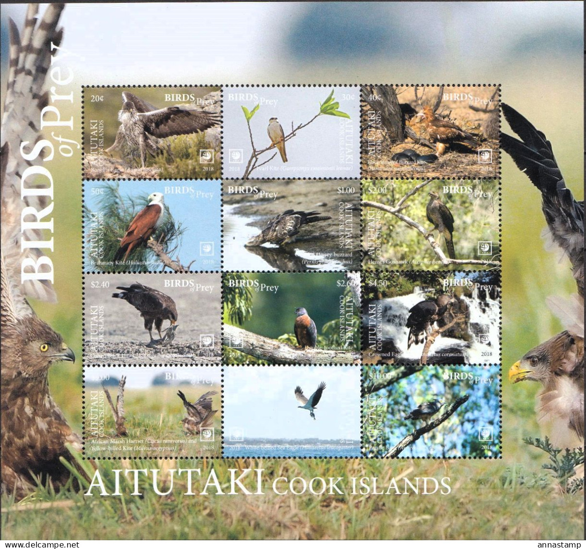 Aitutaki MNH Minisheet - Aquile & Rapaci Diurni