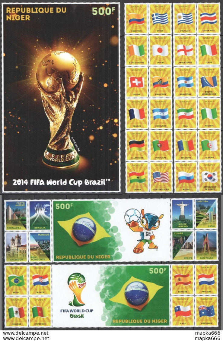 Ks Niger Sport Football World Cup Brazil 2014 All Teams Flags & Cities Mnh - Sonstige & Ohne Zuordnung