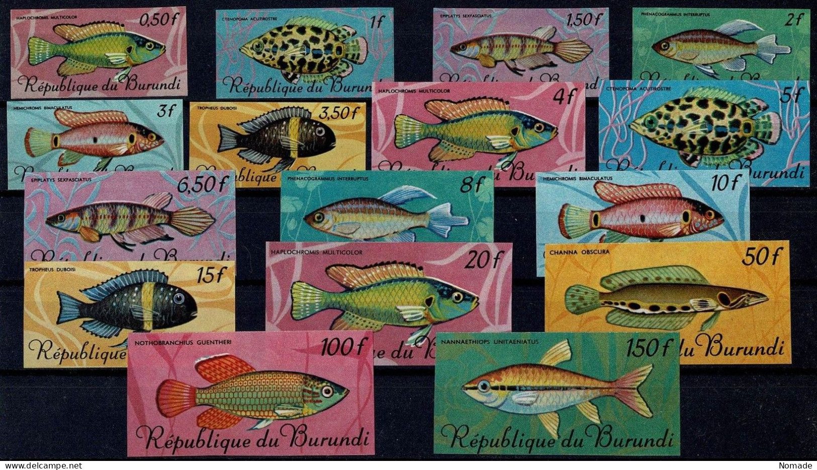 Burundi 217/232 Poissons 1 MNH** Non Dentelé Rare Et Superbe Cote 500 € (COB 2022) !!! - Unused Stamps