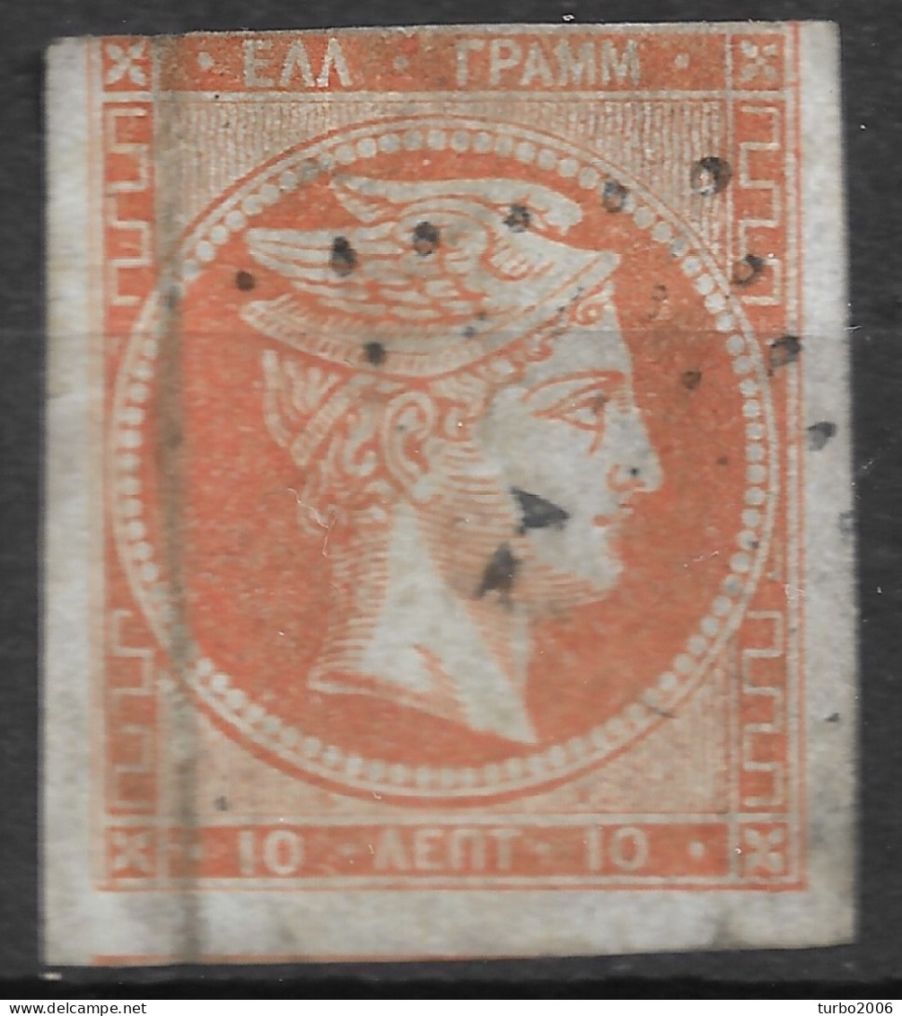 GREECE 1868-69 Large Hermes Head Cleaned Plates Issue 10 L Red Orange Vl. 38 / H 26 A Nb With Inverted 0 Position 74 - Oblitérés