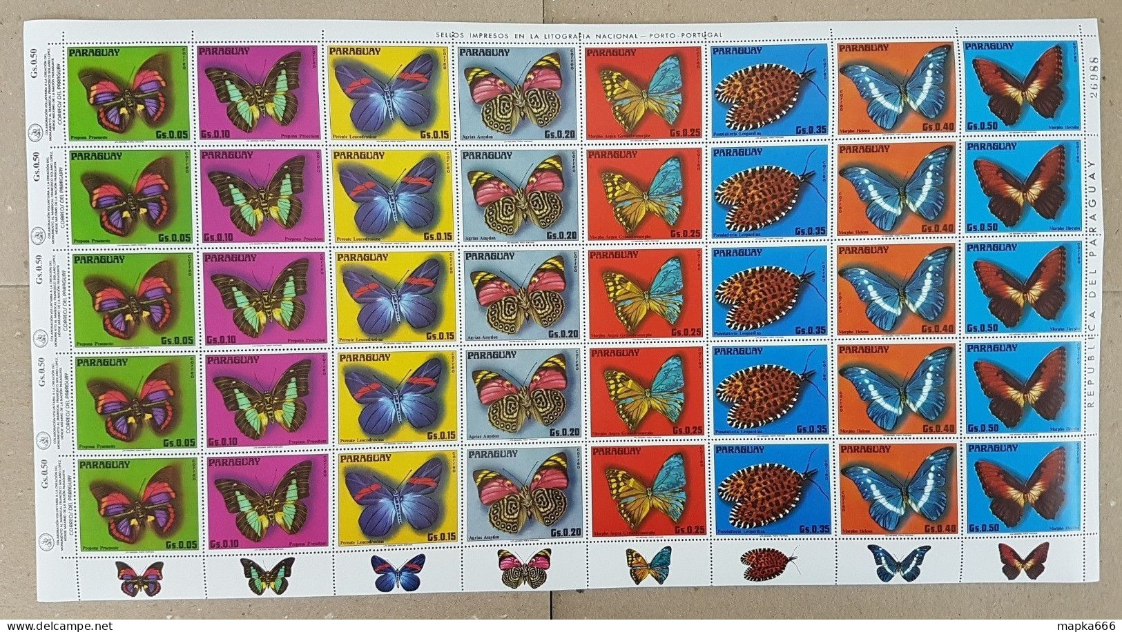 Ec181 Paraguay Flora & Fauna Butterflies !!! Big Sh Folded In 3 Mnh - Butterflies