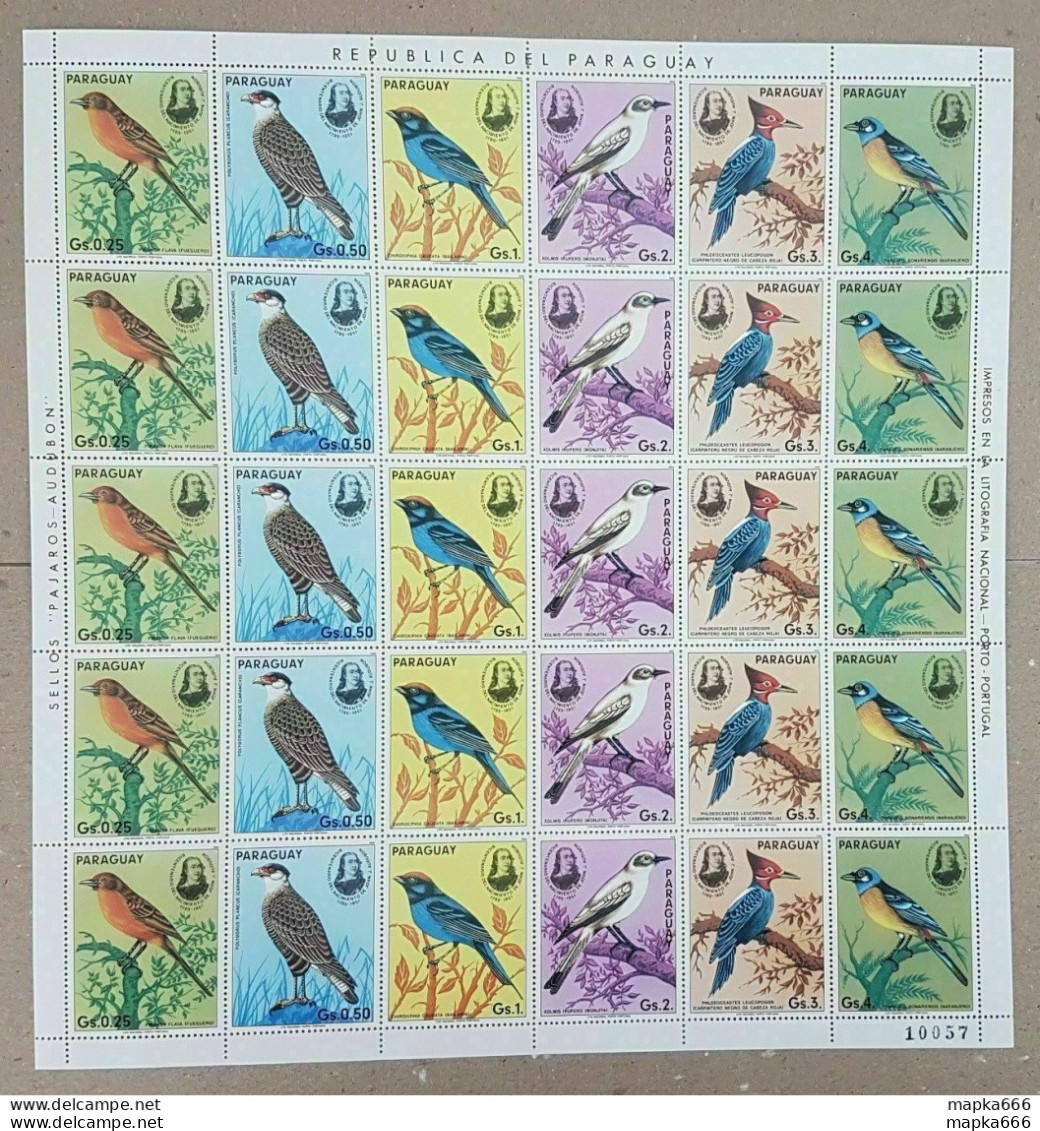 Ec152 1985 Paraguay Fauna Birds Audubon Michel 23 Euro !! Big Sh Folded In 2 Mnh - Andere & Zonder Classificatie