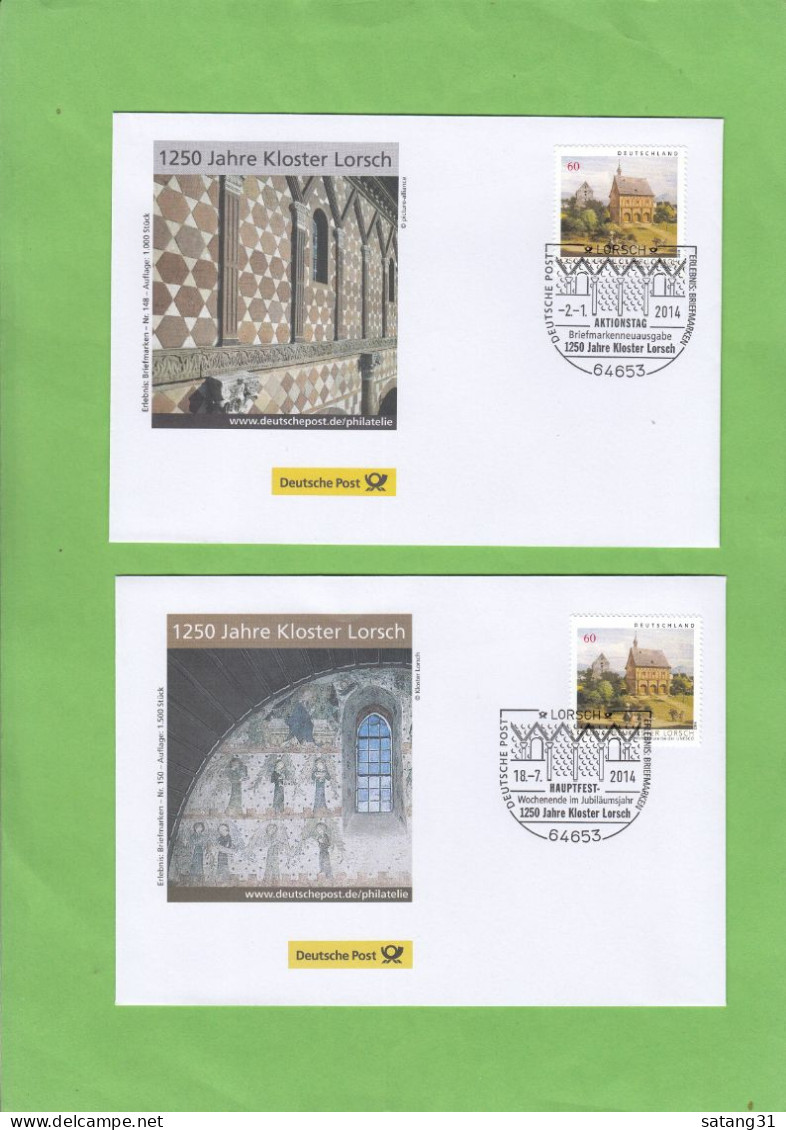 1250 JAHRE KLOSTER LORSCH, 2 VERSCHIEDENE STEMPELN. - Covers & Documents